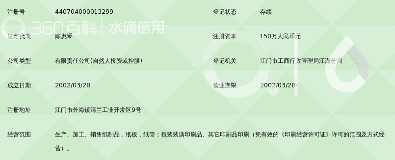江门市江海区清华纸制品厂
